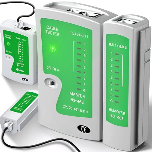 Retoo Comprobador de Cables de Red, RJ11 RJ12 RJ45, Kit de probador de Cable, Tester Cables Red LAN, Localizador Wire Tracker, Conductividad, Blanco-Verde