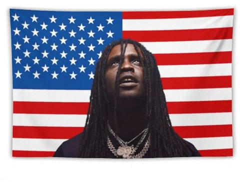 NOsawa Rapper-Sänger-Flagge, Wandteppich für Schlafzimmer, Chief Keef, Heimdekoration, Musik-Wandalbum, Kunst, lustig, hängendes Poster, Bilddruck, Wohnzimmer, Schlafsaal, dekorativ (152,4 x 101,6 cm)