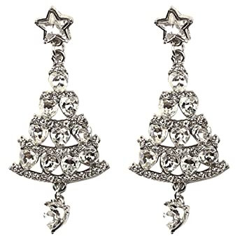Weihnachtsohrringe Ohrringe Weihnachten Weihnachtsbaum-Ohrringe Weihnachten Creative Holiday Party Ohrringe Schmuck Creolen Frauen Weihnachtsgeschenke Ohrringe Silber 925 (Silver, One Size)