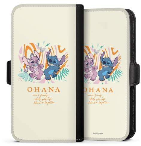 Flip Case kompatibel mit Apple iPhone 8 Handyhülle aus Kunst Leder schwarz Klapphülle Lilo & Stitch Offizielles Lizenzprodukt Disney