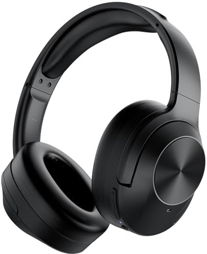 GarageRock Hybrid Active Noise Cancelling Headphones Wireless Bluetooth Headphones Noise Canceling Wireless Headphones with Deep Bass, Hi-Fi Audio, Memory Foam Ear Cups, 30H Playtime - Black