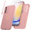 Cover Compatibile con Samsung Galaxy A25 5G, con 3 Pezzi Vetro Temperato Pellicola Protettiva + 1 Cordone, Morbido TPU, Antigraffio e Antiurto Custodia (Rosa)