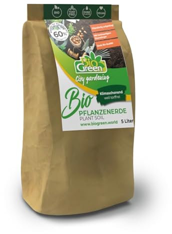 BioGreen Bio-Pflanzenerde | Quellerde | pflanzfertig aufgedüngt | mit hochwertigem Eisendünger | Vegan | Beste Bio-Qualität | torffrei | 5 Liter