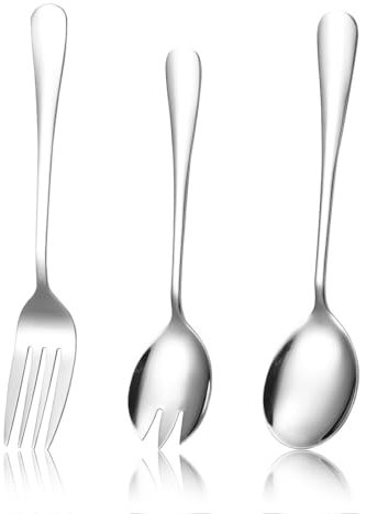 ZAMXHUG 3 Pcs Cubiertos de Servir de Acero Inoxidable - Cuchara y Tenedor Para Ensalada - Servidores de Ensalada