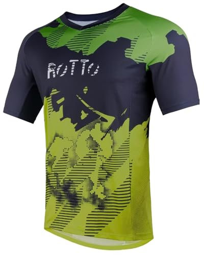 ROTTO Herren Mountainbike Trikot Kurzarm Radtrikot für MTB BMX Downhill Kurze Ärmel Schnell Dry, Cyberpunk-Stil