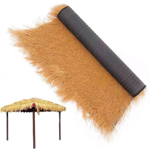 Rollo de Techo de Paja para la Barra de Tiki, Techo de Hierba de Paja sintética de 0.5x1m, Techo de Hierba de cabaña de Tiki Artificial, Panecillo de Tiki Mexicano, Valla de jardín de Rollo de Paja d