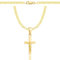 AMAR PRAGNA Gold Damen/Herren Kette mit einem 925/585 Kreuz, original geflochten, Breite 3,8 mm, Goldkette- Halskette, kreuz kette gold 585, 55 cm