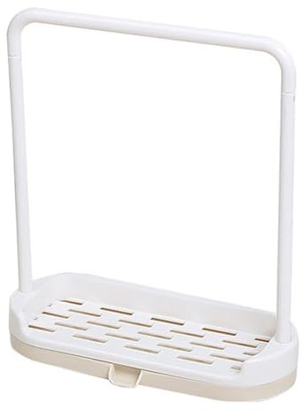 Tixiyu Kitchen Sink Sponge Holder, Sponge Holder with Dishcloth Drying Rack Multipurpose Kitchen Rag Stand Sponge Holder with Dishcloth Drying Rack for Kitchen Countertop (Beige)