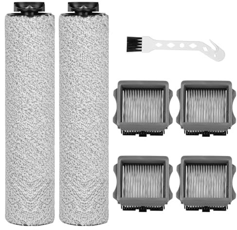 YSWOVUO Lot de 7 Rouleau de Brosse Rechange et Filtre HEPA Accessoires Compatibles avec Tineco iFloor 3/Floor One S3 Aspirateurs Secs et Humides, 2 Rouleaux de Brosse+4 Filtres+1 Brosse de Nettoyage