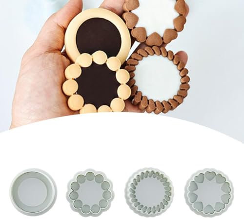 Confezione da 4 formine per biscotti a forma di fiore 3D, stampini per marmellate, sandwich, biscotti, stampini pressabili, decorazioni per torte, forme carine per biscotti da cucina