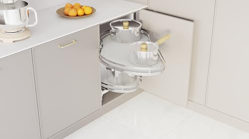 STOLMET Eckregal Eckkorb In Nierenform Organizer Für Eckschrank Ausziehbar Nierenregal Breite 80 cm Front 45 cm Links Chrom