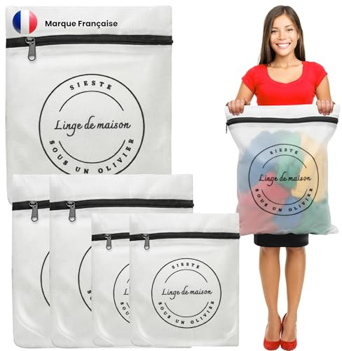 5 Filets Linge Machine à Laver. Sac de lavage sous-vetement,laine,pull,veste,lingerie,chaussettes. Très solide. Belle qualité. Pour protéger le linge delicat. Fermeture eclair. Lot de 5 1XL 2L 2M