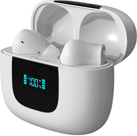 yobola Wireless Earbuds, Bluetooth 5.4 Wireless Headphones Deep Bass Stereo, Sport Bluetooth Earphones 4 ENC Noise Cancelling Mic, Mini Wireless Earphones 35H LED Display IP7 Waterproof, USB-C