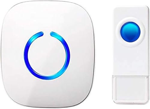 Wireless Doorbell for Home - 1 Push-Button Ringer & 1 Chime Receiver, Battery Operated, 1000 Feet, Cordless Waterproof Door Bells w/LED Flash, Waterproof White