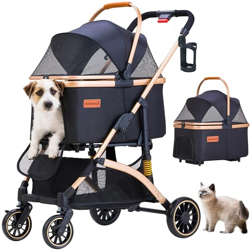 GdnWings Pet Stroller for Small Dogs Cats, 6 Shock Absorption System