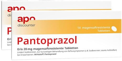 apodiscounter Pantoprazol Eris 20 mg magensaftresistente Tabletten (2x14 Stk) - Effektiv gegen Sodbrennen & bei saurem Aufstoßen