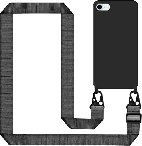 Tawarror Handyband für iPhone 16e Hülle mit Band, Silikon Handyhülle für iPhone 16e mit Kette Stoßfest Schutzhülle mit Weichem Mikrofaser-Innenfutter, Necklace Kordel zum Umhängen, Schwarz