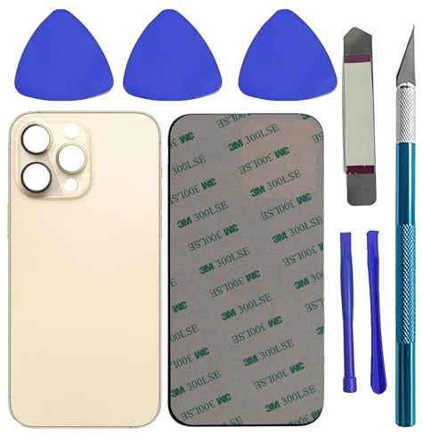 LiXiongBao Ersatz‑Hinterglas für iPhone 14 Pro, Reparaturset, Gold | Ersatz‑Glasabdeckung für iPhone 14 Pro, komplettes Reparaturset für den Austausch des beschädigten Rückglases (GOLD)