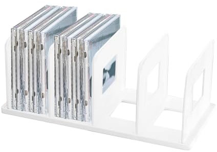 CD Holder DVD Stand Plastic CD Storage Organiser Stand Small Bookshelf Table Organiser CD Tray 35 x 15 x 14.5 cm