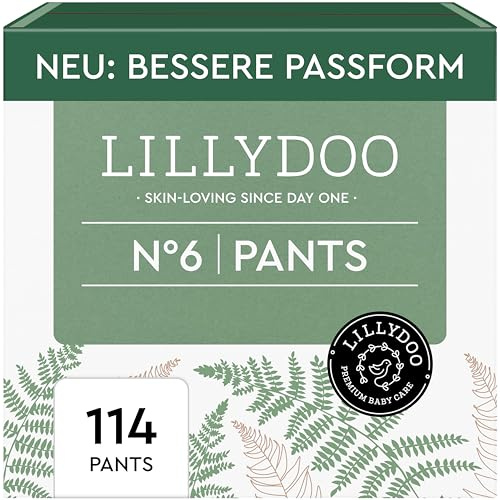LILLYDOO Baby Windeln Pants Größe 6 (13+ kg), Monatsbox (114 Stück) | Höschenwindeln, Sicherer Auslaufschutz, Hautfreundlich, Ohne Lotionen für empfindliche Haut, Dermatologisch getestet