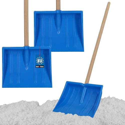 KOTARBAU® 2er Set Schneeschaufel für Kinder - 25 x 20 cm - Schnee Schaufel mit Holzstiel - 82 cm - Kinderschaufel - Leicht & Sicher - Schneeschieber - Klein - Blau