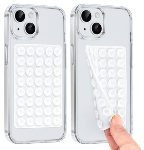 Knrlqim 2 Ventosa per Telefono,Ventose in silicone supporto quadrato, Compatibile con Tutti i Modelli,Porta Smartphone Antiscivolo per Selfie e Video,Hands-Free, Accessori Telefono(Bianco)