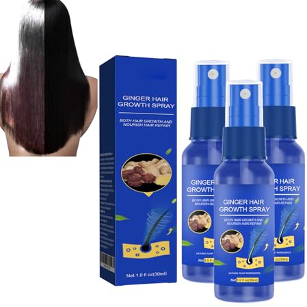 Advanced Hair Growth Spray für Frauen und Männer, Haarverdickungsserum mit Pfefferminzöl und Ingwerwurzel, Haarpflegebehandlung zur Reduzierung der Ausdünnung und Stärkung der Wurzeln (3 STÜCKE)