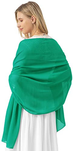 bridesmay Damen Halstuch Sommer Schal Festliche Stola für Abendkleid Hochzeit Chiffon Silk Scarf Grün Green M