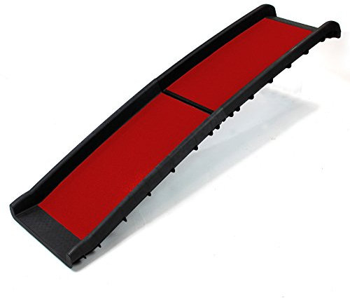 Plastic Folding Dog Ramp, Red, 156cm x 40cm x 10cm, Can Carry Up To 90kg (200lbs)