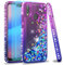 LeYi Custodia per Huawei P20 Lite Glitter Cover con Vetro Temperato,Brillantini Diamond Sabbie Mobili Bumper Case Custodie per Huawei P20 Lite Donna ZX Purple Blue Gradient