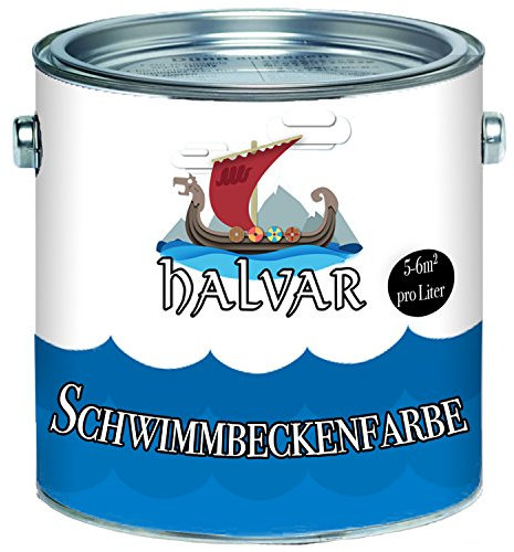 Halvar skandinavische 2 Komponenten Poolfarbe Schwimmbeckenfarbe für GFK/Kunststoff/Polyester mit Härter in Blau Weiß Grün Seegrün Anthrazitgrau Lichtgrau Grau Farbauswahl (1 L, Anthrazitgrau)
