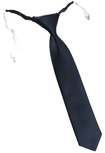 TigerTie Designer Security Sicherheits Krawatte in anthrazit einfarbig Uni - vorgebunden mit Gummizug in weiß