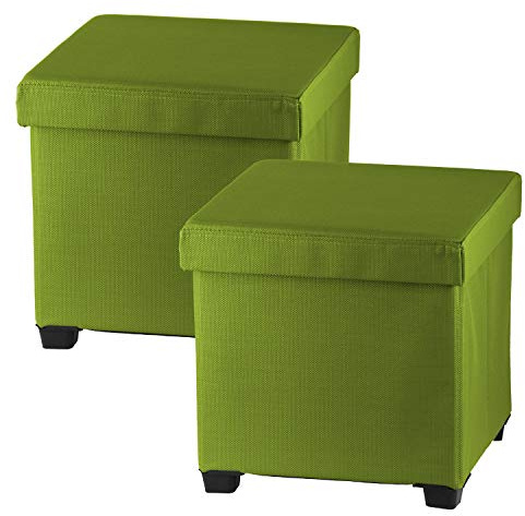 Simpa Multi-Purpose Folding Storage Ottoman Foot Rest Stool - LIME GREEN - 38cm (H) x 38cm (W) x 38cm (L) - Suitable for Indoor or Outdoor Use - Max Load 150kg (Set of 2)
