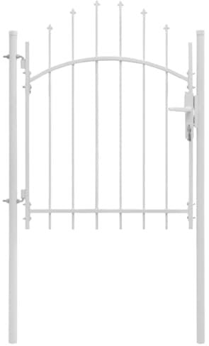 vidaXL Garden Gate White - Heavy-Duty Steel Construction with Elegant Arch Top Design, Lockable Entryway for Garden, Patio, Terrace - Easy to Install