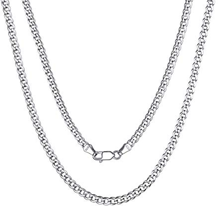 ChicSilver 925er Silber Panzerkette Damen 3mm/5mm breit kubanische Kette Fashon Silber Halskette für Damen und Herren