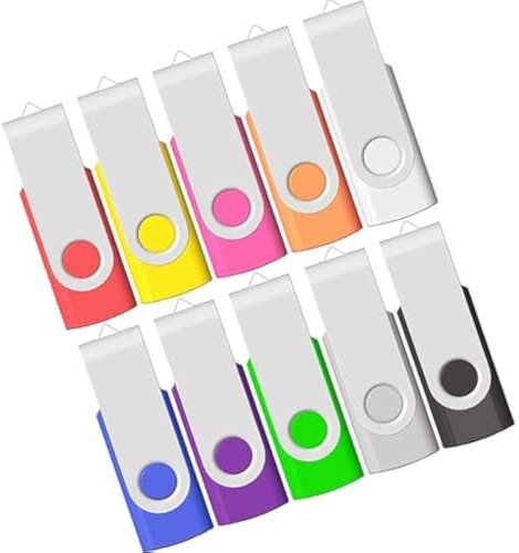 USB Stick 2GB 10 Stück, JBOS Flash Speicherstick 2GB 10 Pack USB2.0 Rotate Metall Schnellen Geschwindigkeit USB Flash Drive, USB-Flash-Laufwerk, Mehrfarbig