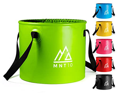 MNT10 Outdoor Falteimer in 15L oder 20L I Faltschüssel aus robustem Planen Gewebe I Als Camping Spülschüssel, Spülwanne oder als Faltbarer Eimer für Camping Geschirr, Besteck (Grün 20L)