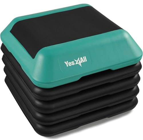 Yes4All Aerobic-Plattform mit 4 Erhöhungen, höhenverstellbar, 40,6 x 40,6 cm, für Zuhause, Fitness, Workout, Cardio und Springen, Blaugrün