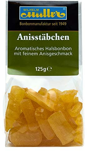 WILHELM Müller Anis Bonbons - Fruchtbonbons wie früher - Fruchtige Bonbons mit Anis Geschmack - Im praktischen Beutel aus Deutschland - 125g