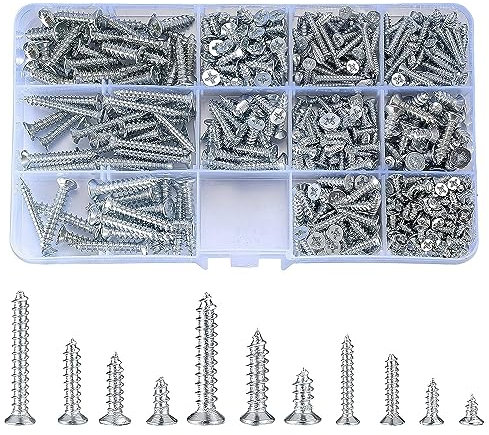 Xiaheipi 537 Pcs M3 M4 M5 Self Tapping Mixed Screws Assortment,Cross Flat Pan Head Countersunk Screws Kit, Wood Machine Fixings Screws Assorted for Home Repair DIY Projects, 11 Sizes (F)