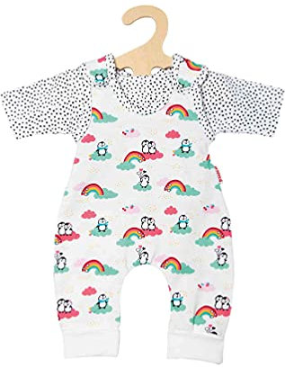 Heless 2185 - Bekleidungs-Set für Puppen im Pinguin Pünktchen Design, 2 teilig mit Strampler und T-Shirt, Größe 35 - 45 cm