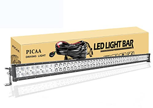 PICAA Led Lichtleiste Led Arbeitsscheinwerfer 52 Zoll 130CM 300W Led Lichtbalken 12V Mit Kabelbaum Led Zusatzscheinwerfer Bar LED Arbeit Licht Bar für SUV Offroad ATV UTV Traktor 4x4 Auto