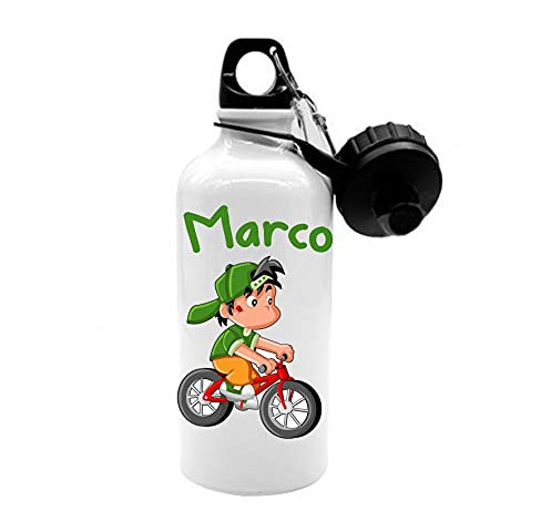 Mr. Gadgets Borraccia Personalizzabile con Nome Vari Modelli-Sport- Bambino-Bambina 500ml (Bike Bimbo)