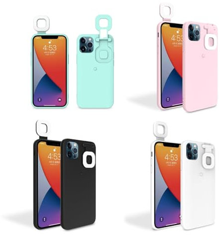 ReFind Light Ring iPhone Case for Selfie Photos, 3-Level Brightness and phone stand perfect for Makeup Photography and Selfie on Smartphone Video (Iphone X/Xs, Black)