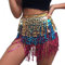 Zookey Pailletten Quasten Rock Rave Fransenrock Rock für Bauchtanz Hüftschal Festival Outfit für Frauen und Mädchen