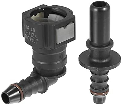 X AUTOHAUX 1 Paar 3/8 9,49 mm SAE auf 5/16 8 mm 90 Grad Kraftstoffleitungsschlauch Schnellverschluss-Anschluss Trennschlauch Nylon