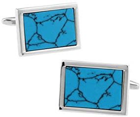 Stfery Manschettenknopf Herren, Männer Manschettenknöpfe Grün Kupfer Cufflinks Rechteckig Türkis Anzug Accessoires Schmuck Geschenk
