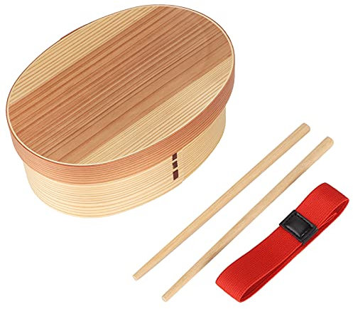LIZEALUCKY Japanische Bento Box Holz Lunchboxen Kinder Erwachsene Holz Bento Box Handgemachte Natürliche Holz Sushi Box Geschirr Schüssel Lebensmittelbehälter 3 Fächer Aufbewahrung