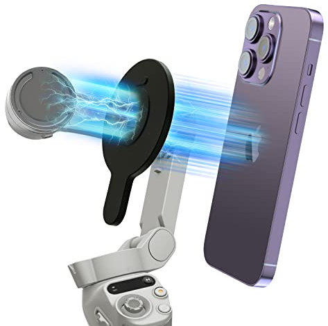 CloudValley Base magnetica Supporto per telefono, progettato per DJI Mobile OM 7P/7/6/5/4/4 SE Smartphone Gimbal Stabilizzatore Morsetto, per DJI OM Accessori Magsafe, Nero Metallico