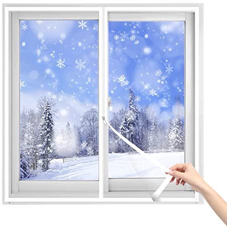 tow000ack Wärmeschutzvorhang,Thermo Fenster Türvorhang,Winter Kälteschutz Warmer Vorhänge,Wasserdicht Winddicht,Dichtung Plane für Zimmer,mit Klettverschluss,Anpassbar (W*H:80x80cm(32x32in))